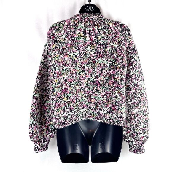 Ulla Johnson Rhea Multicolor Chunky Knit Sweater with Puff Sleeves Crew Neck XS - Picture 4 of 9